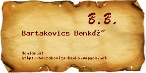 Bartakovics Benkő névjegykártya